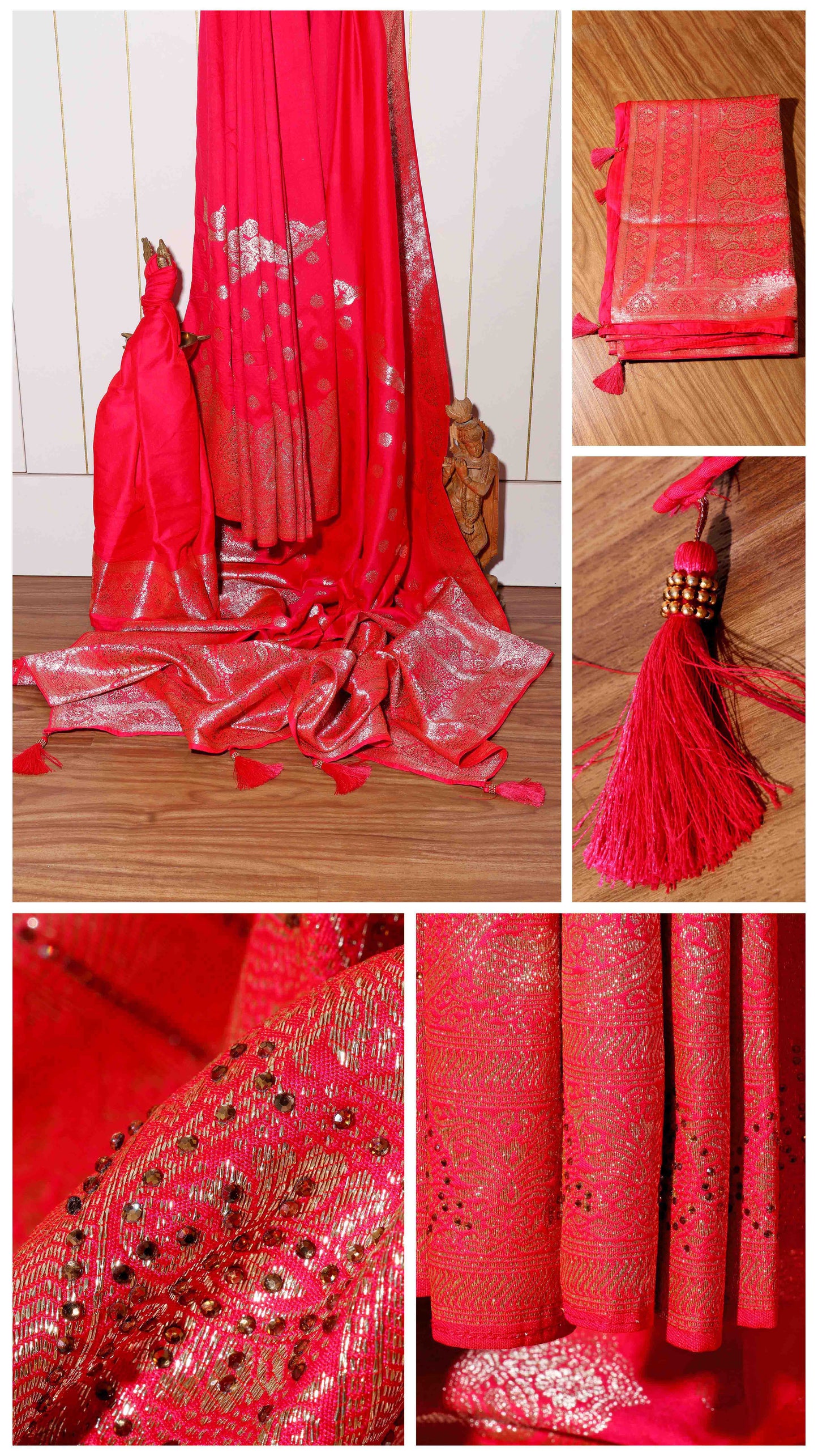 Regal Radiance – Zari & Swarovski Crystal Banarasi Silk Blend Saree 001