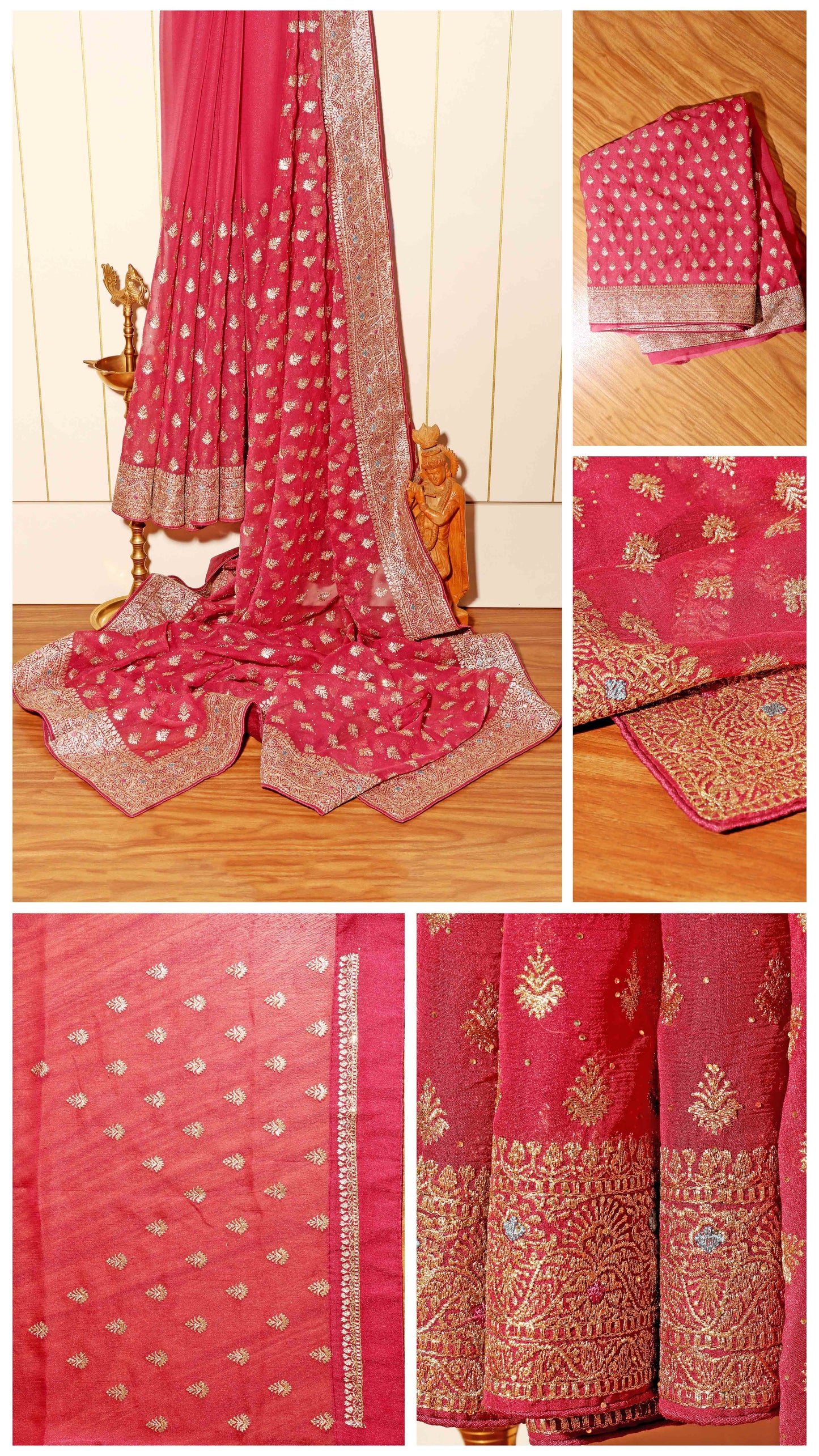 Golden Blush – Foil Organza Tissue Saree 003