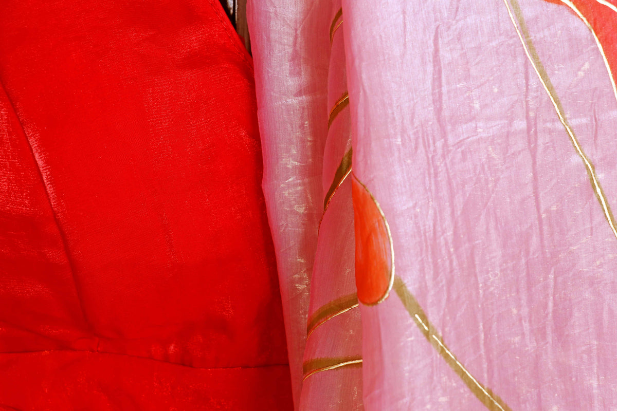 Gulaabi Vividh Pushpa Saree - 910