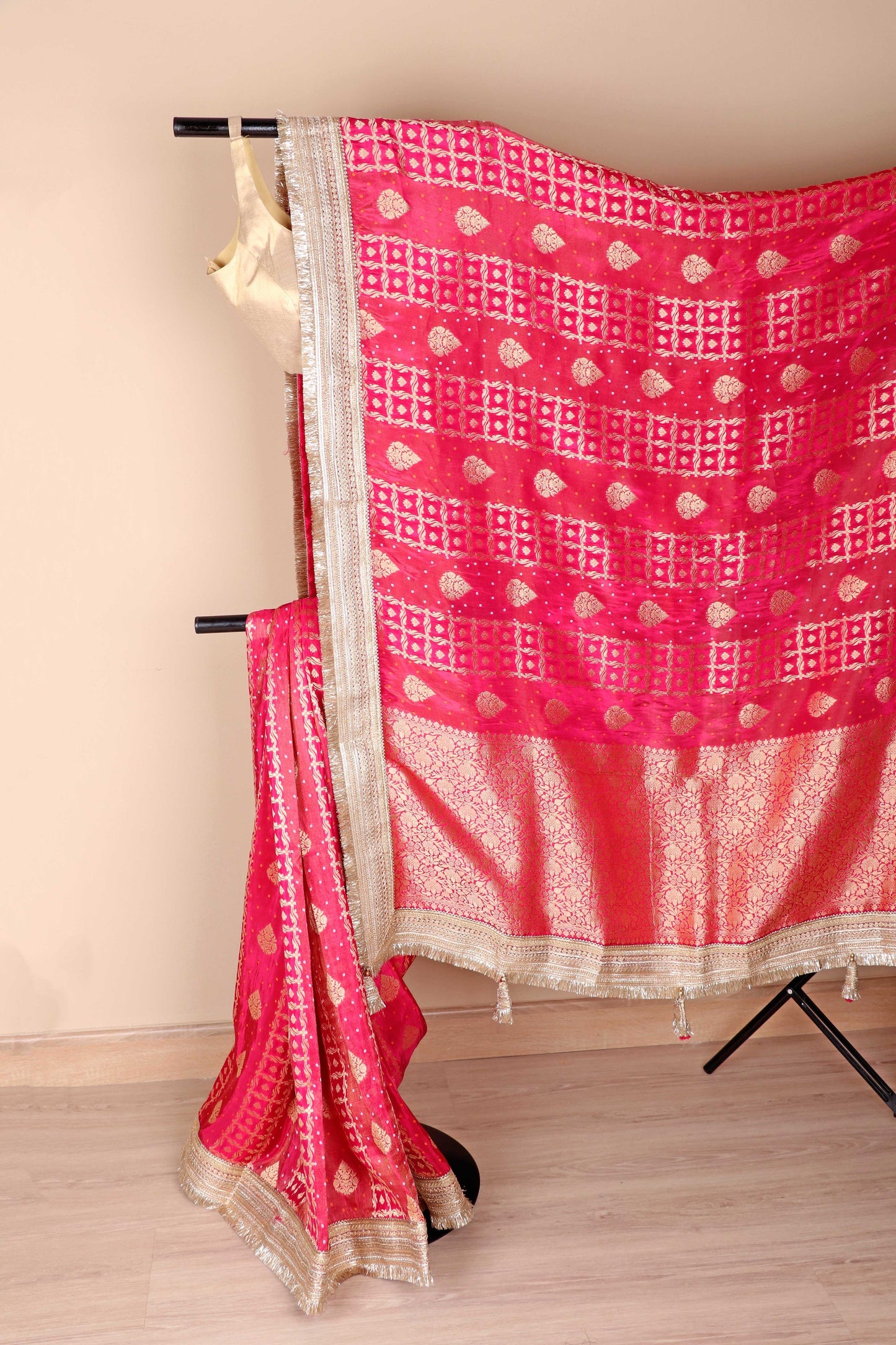 Rani Bandhej Banarasi Silk Saree