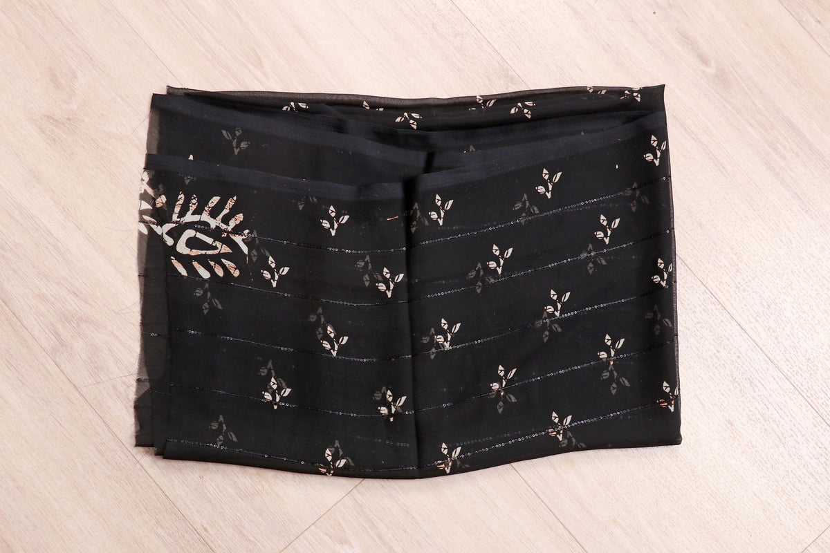 Black Batik Sequin Georgette Saree - 979