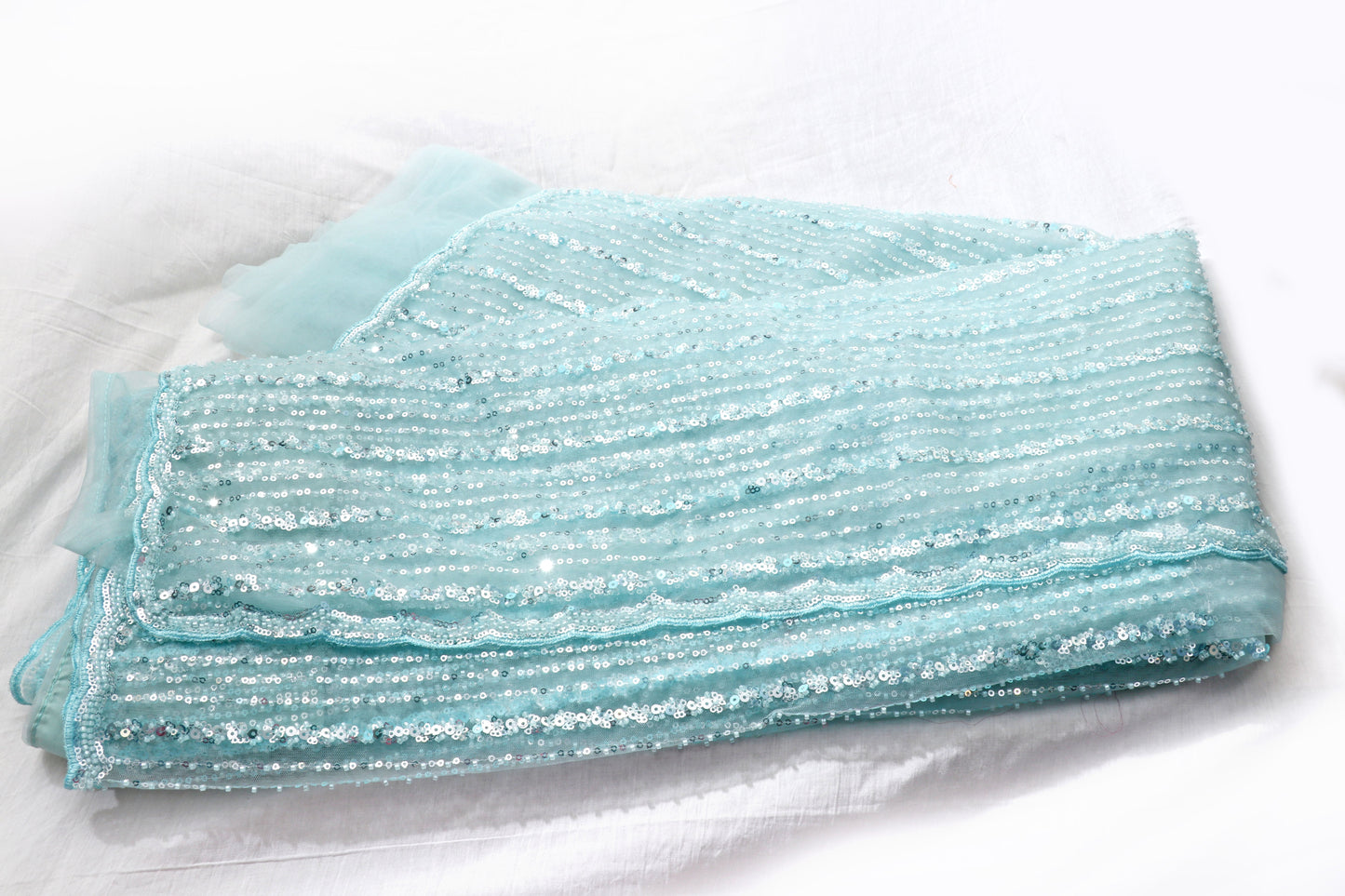 Jal Taara – Ice Blue All-Over Sequin Georgette Saree - 601