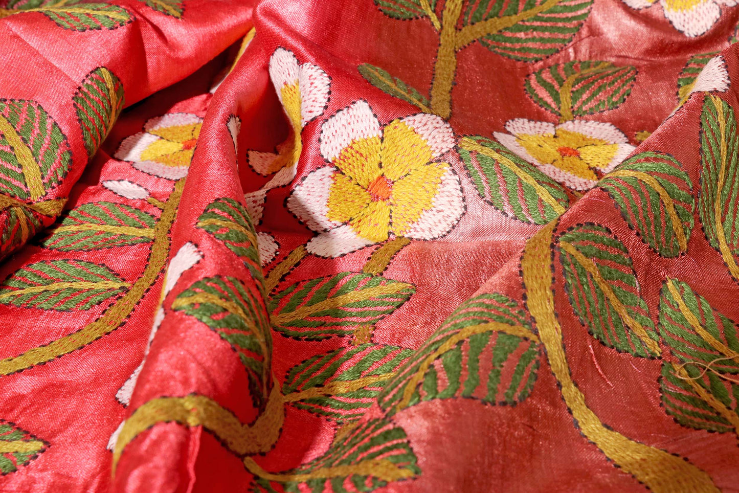 Autumn Bloom – Shaded Kantha Embroidered Silk Saree 027