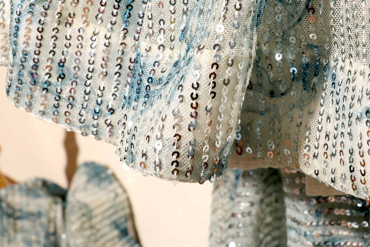 Celestial Glow – Blue Marble Sequin Net Saree 035
