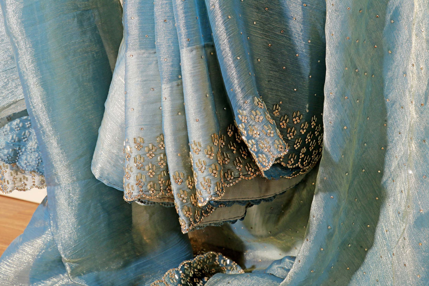 Celestial Blue – Foil Organza Tissue Saree 041