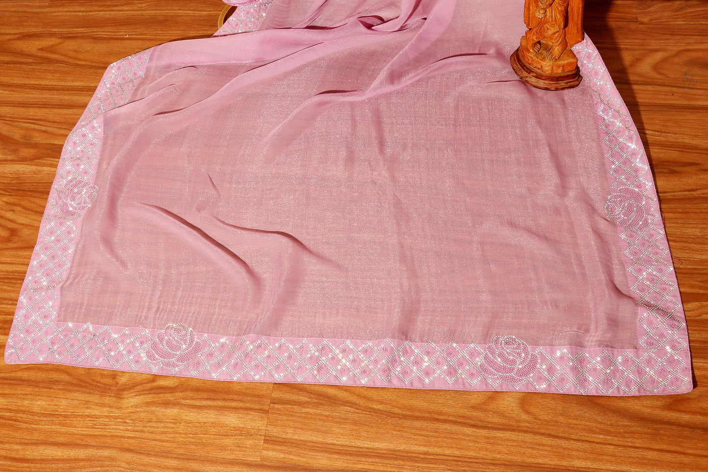 Elegant Mauve Shimmer Chiffon Saree 101