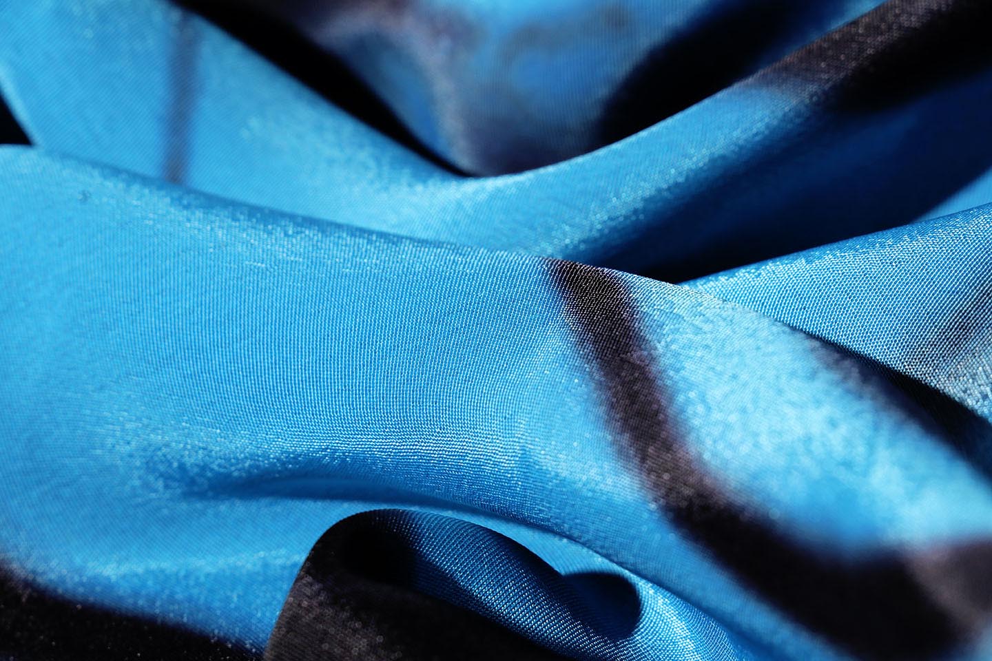 Midnight Wave Blue & Black Digital Print Saree with Swarovski Border 064