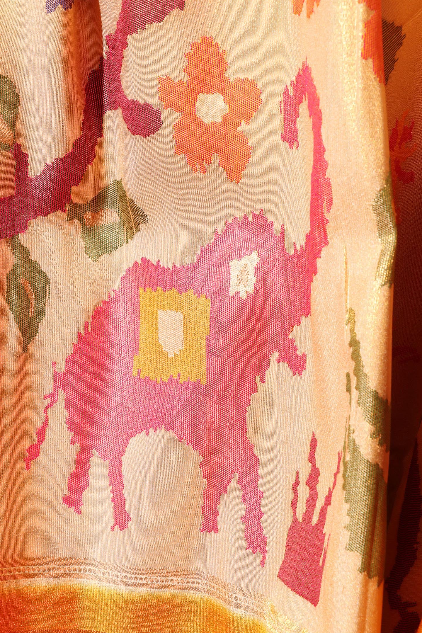 Kosiya Kanjivaram Fusion Saree in Beige & Mustard 075
