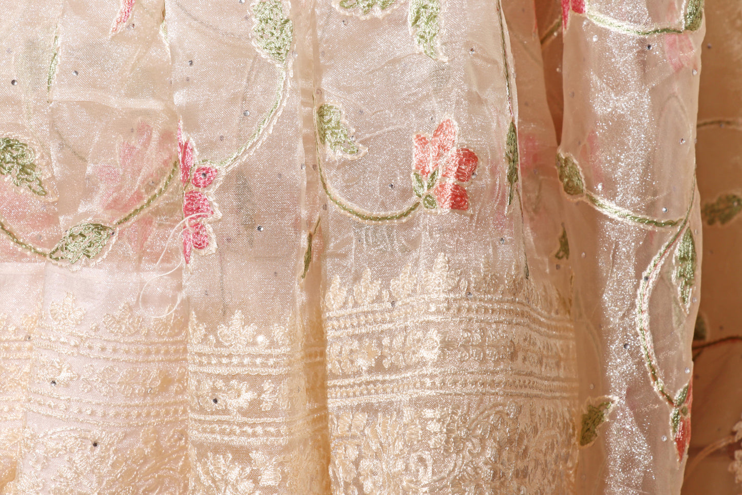 Lotus Bloom Ivory Net Saree 087