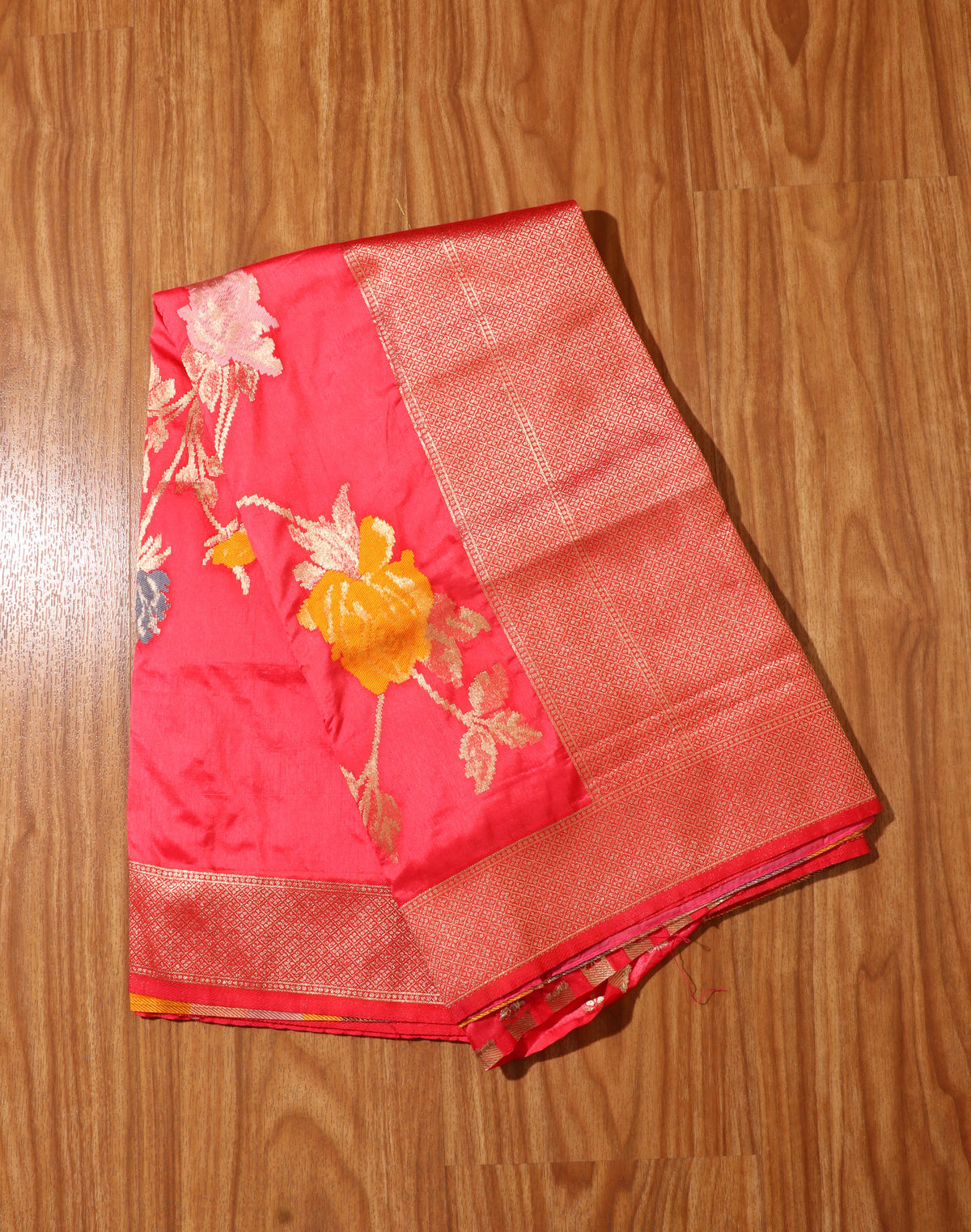 Peach Pink Damini Silk Saree with Zari Border 088