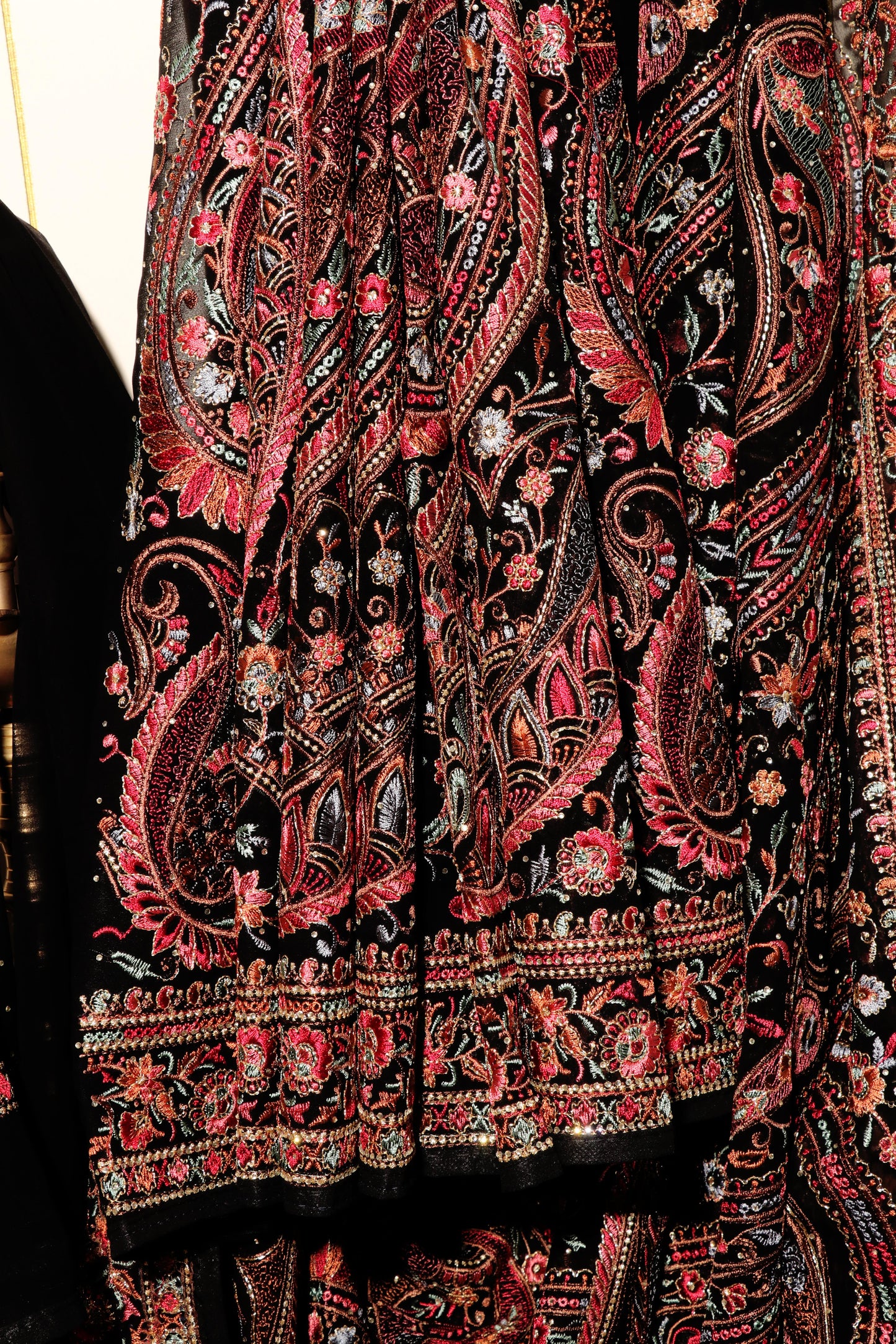 Black Kashmiri Embroidered Georgette Saree with Gold Highlights 089