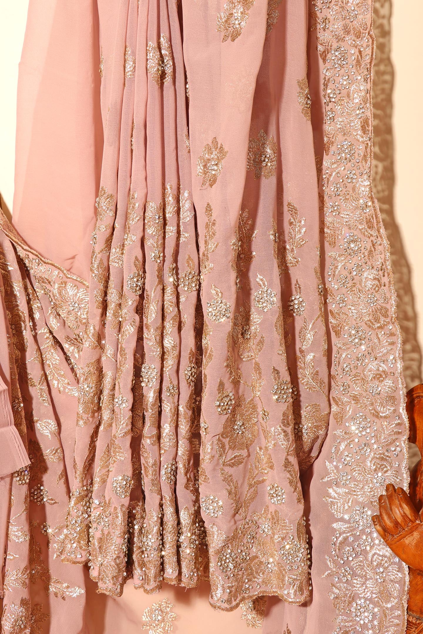 Naureh - A Pink Blush Flowy Georgette with with Swarovski crystals 150