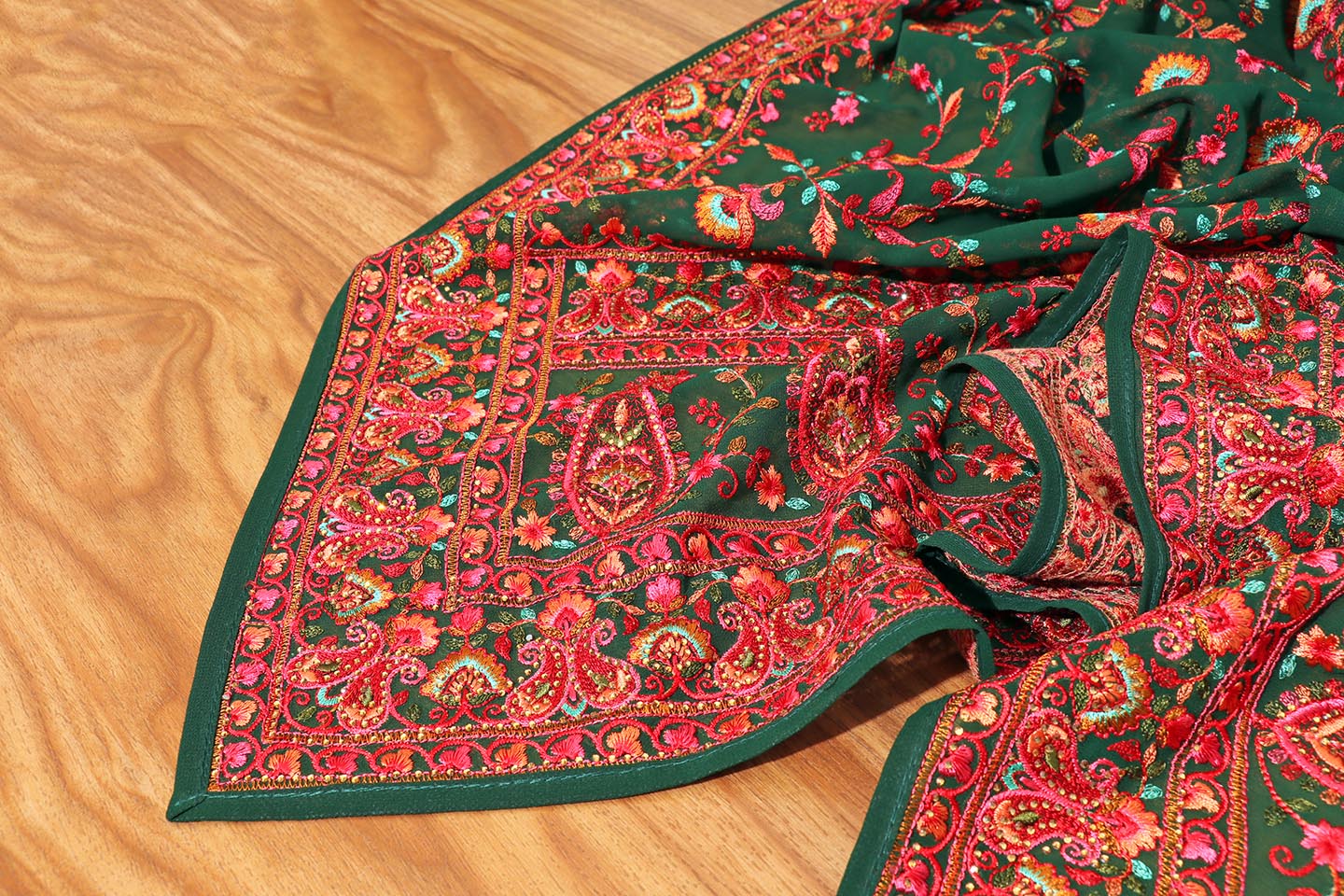 Gulrukh - A Kashmiri Embroidered Georgette Saree 156
