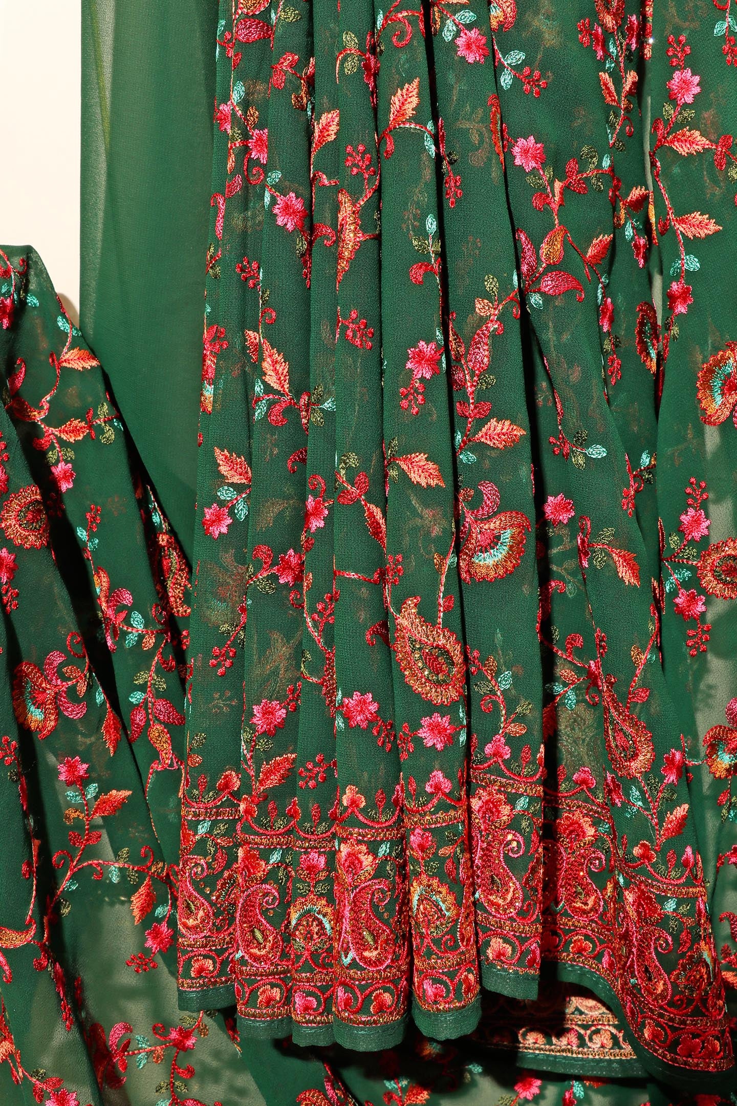 Gulrukh - A Kashmiri Embroidered Georgette Saree 156