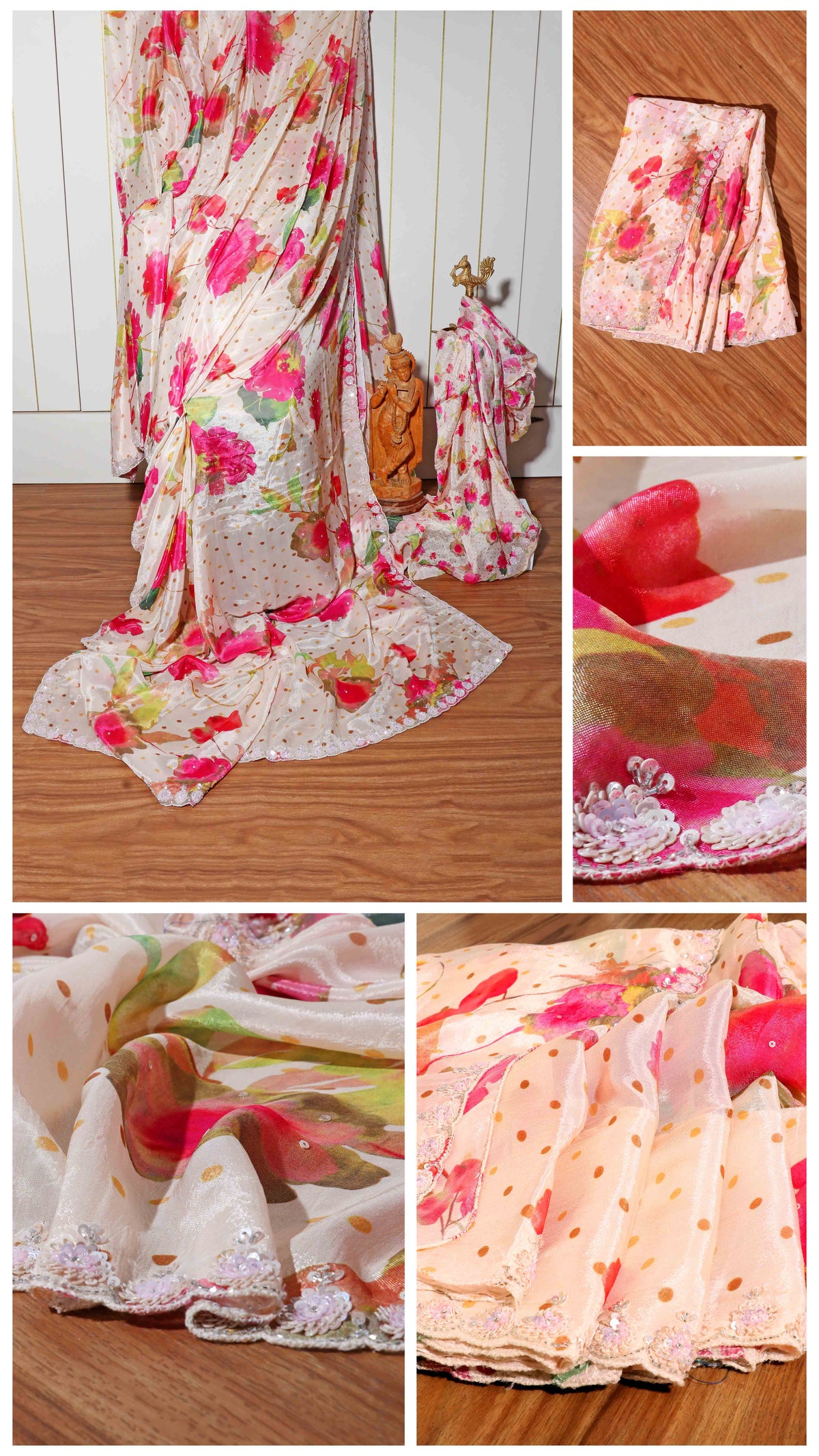 Blush Bloom – Watercolor Floral Pure Georgette Saree 011