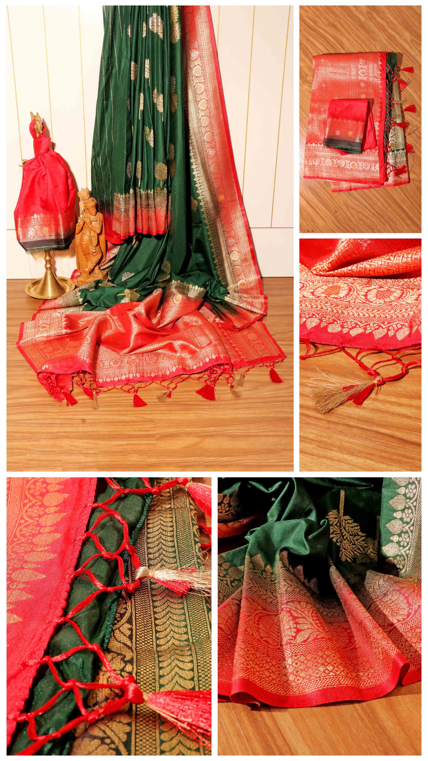 Royal Grace – Bottle Green Bangalore Silk Saree 021