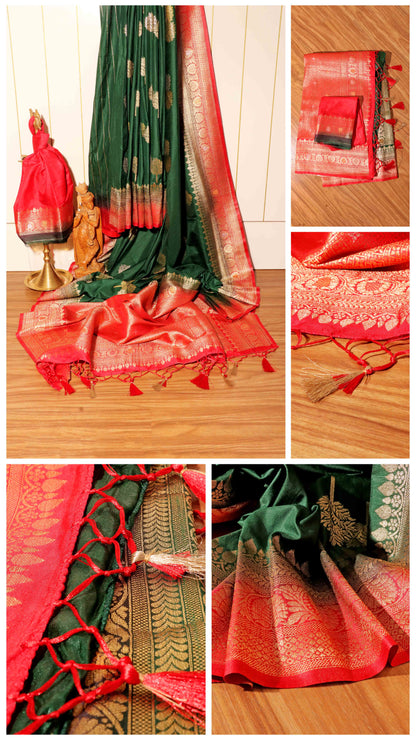 Royal Grace – Bottle Green Bangalore Silk Saree 021