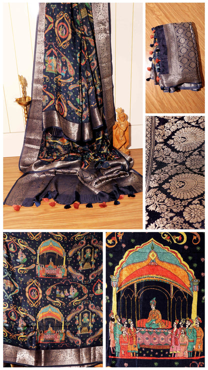 Royal Legacy – Mughal Darbar Tussar Silk Saree 029