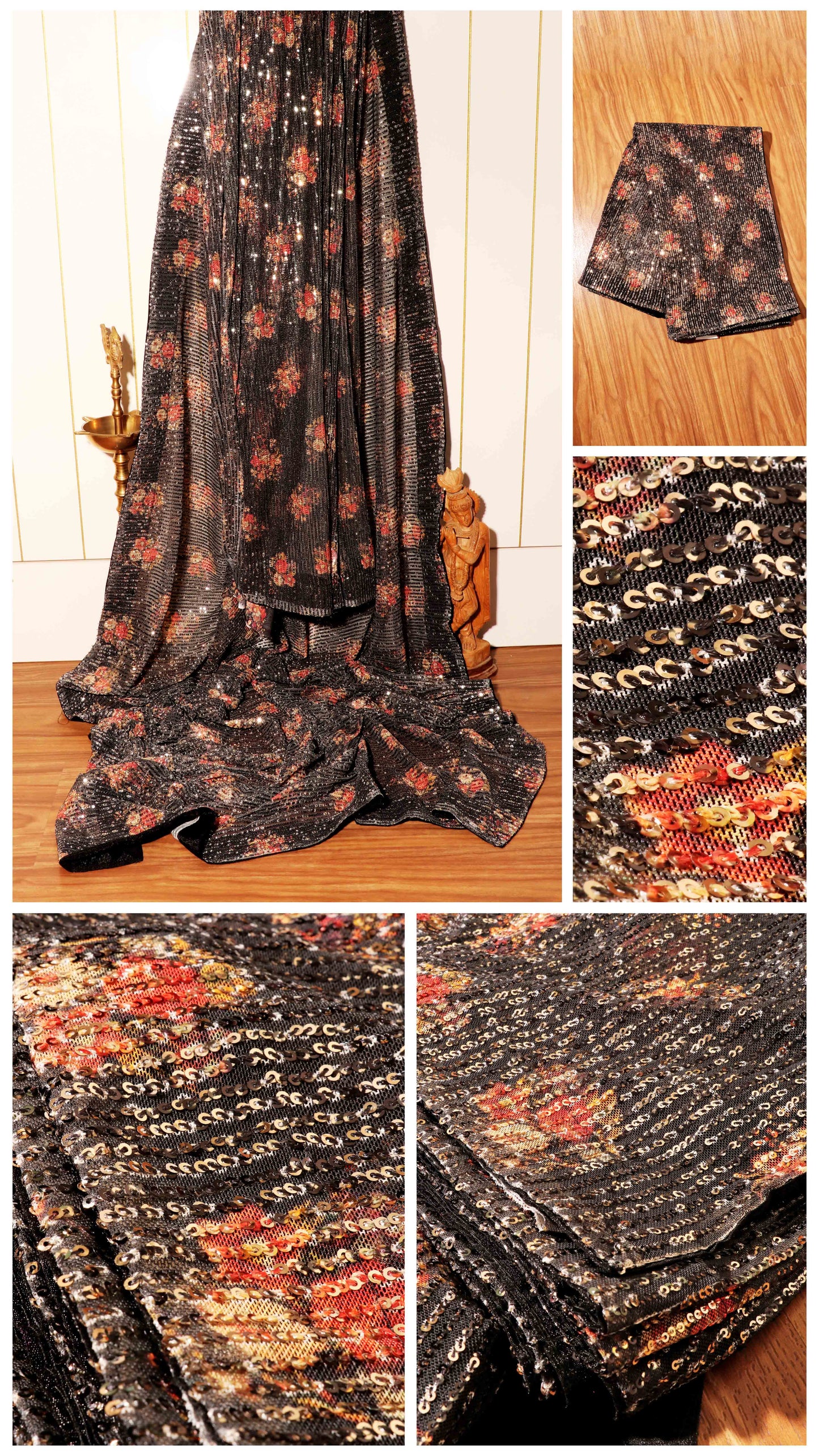 Noir Glimmer – Sabyasachi-Inspired Sequin Net Saree 030