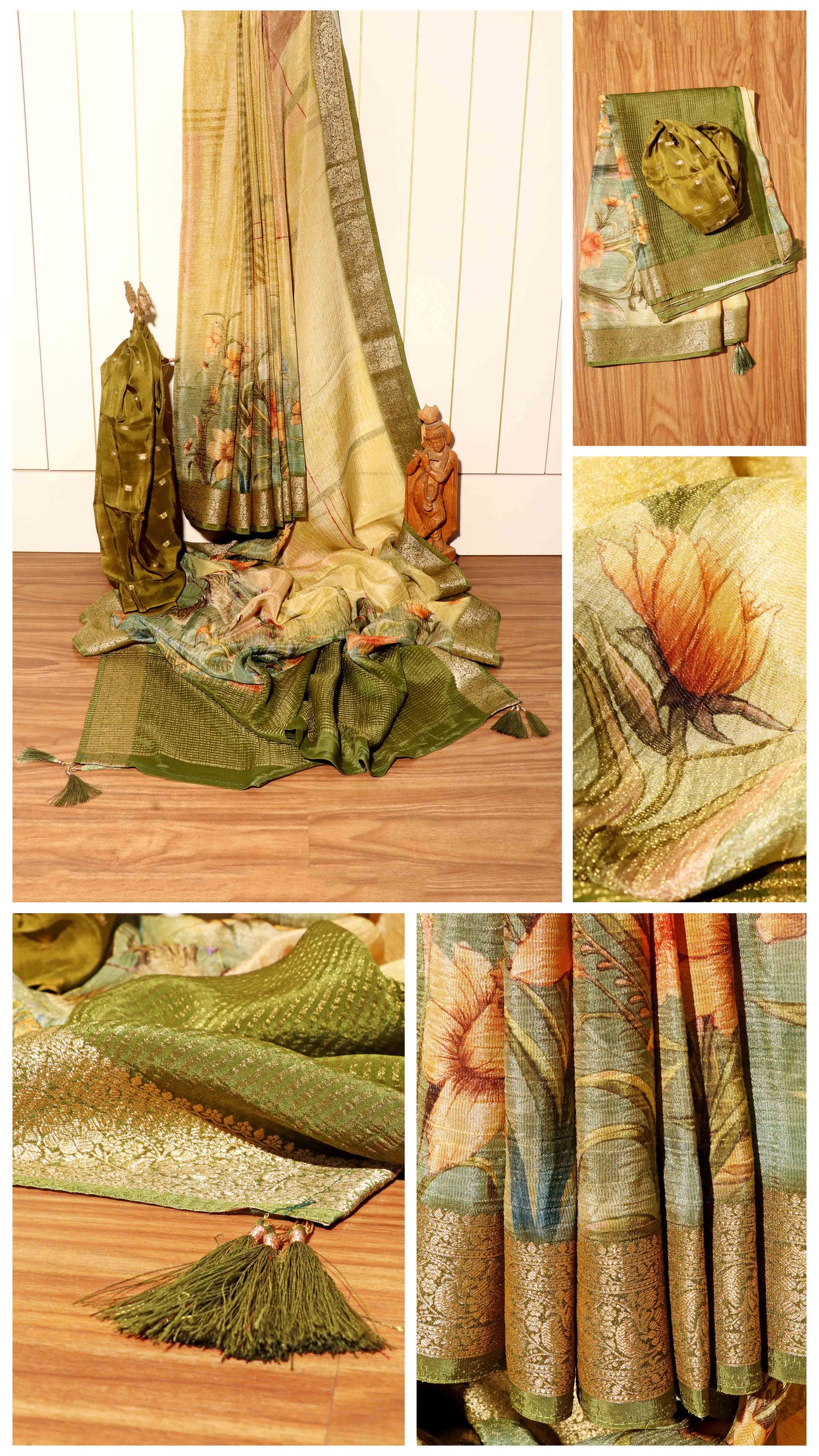Golden Meadow – Crushed Digital Print Saree 039