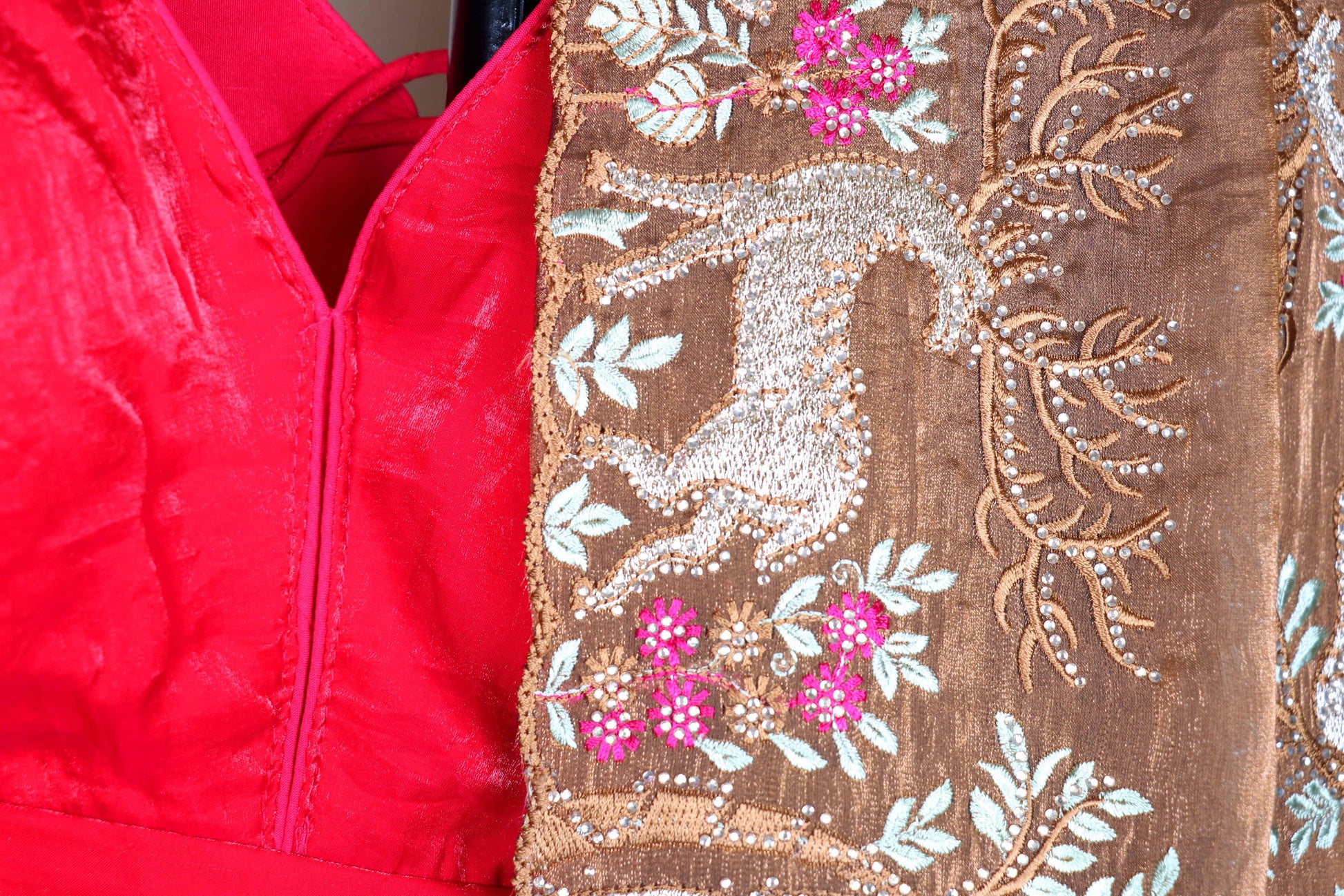 Mrigaya Tamba Wildlife Embroidered Tissue Silk Saree