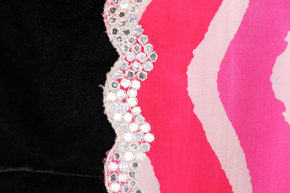 Gulabi Lehariya Chevron Chiffon Saree