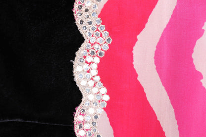 Gulabi Lehariya Chevron Chiffon Saree