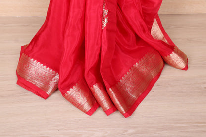 Sinduri Gulabi Ombre Zari Silk Saree
