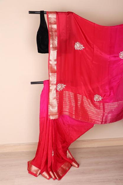 Sinduri Gulabi Ombre Zari Silk Saree