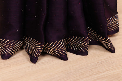 Neel Shahi Herringbone Border Satin Saree