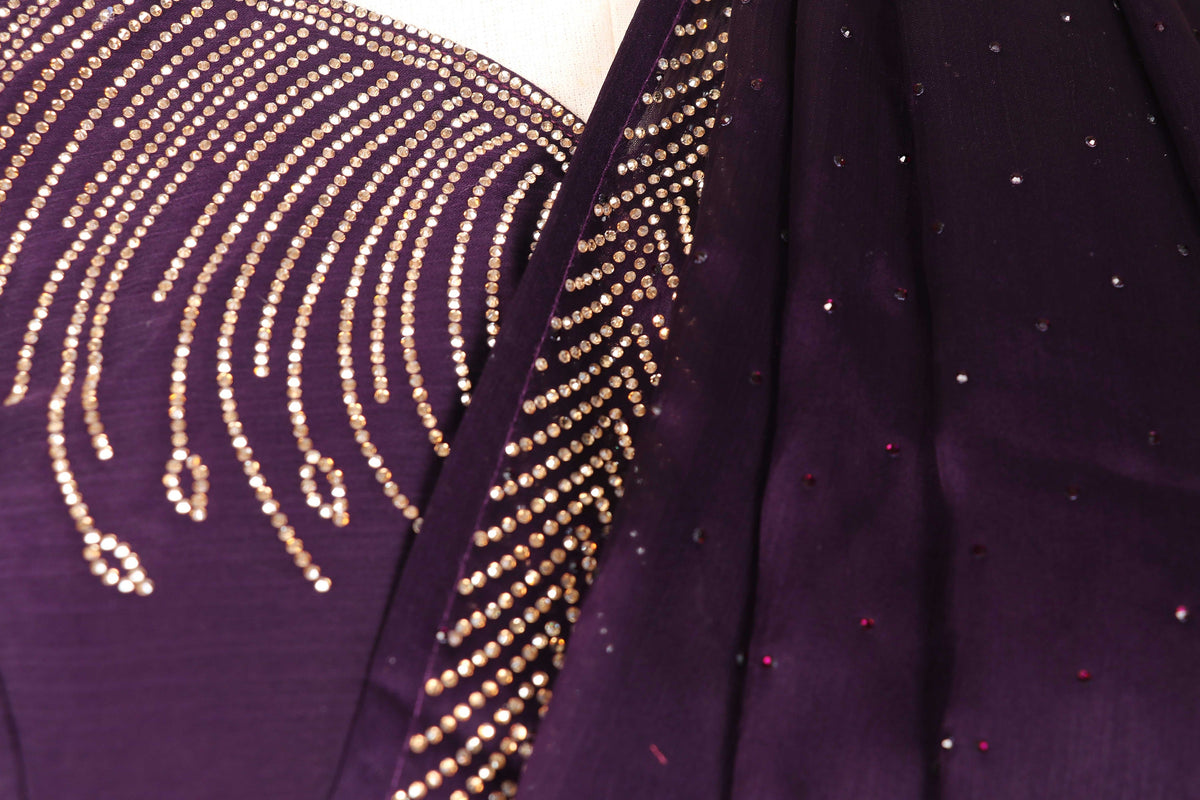 Neel Shahi Herringbone Border Satin Saree