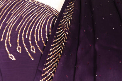 Neel Shahi Herringbone Border Satin Saree