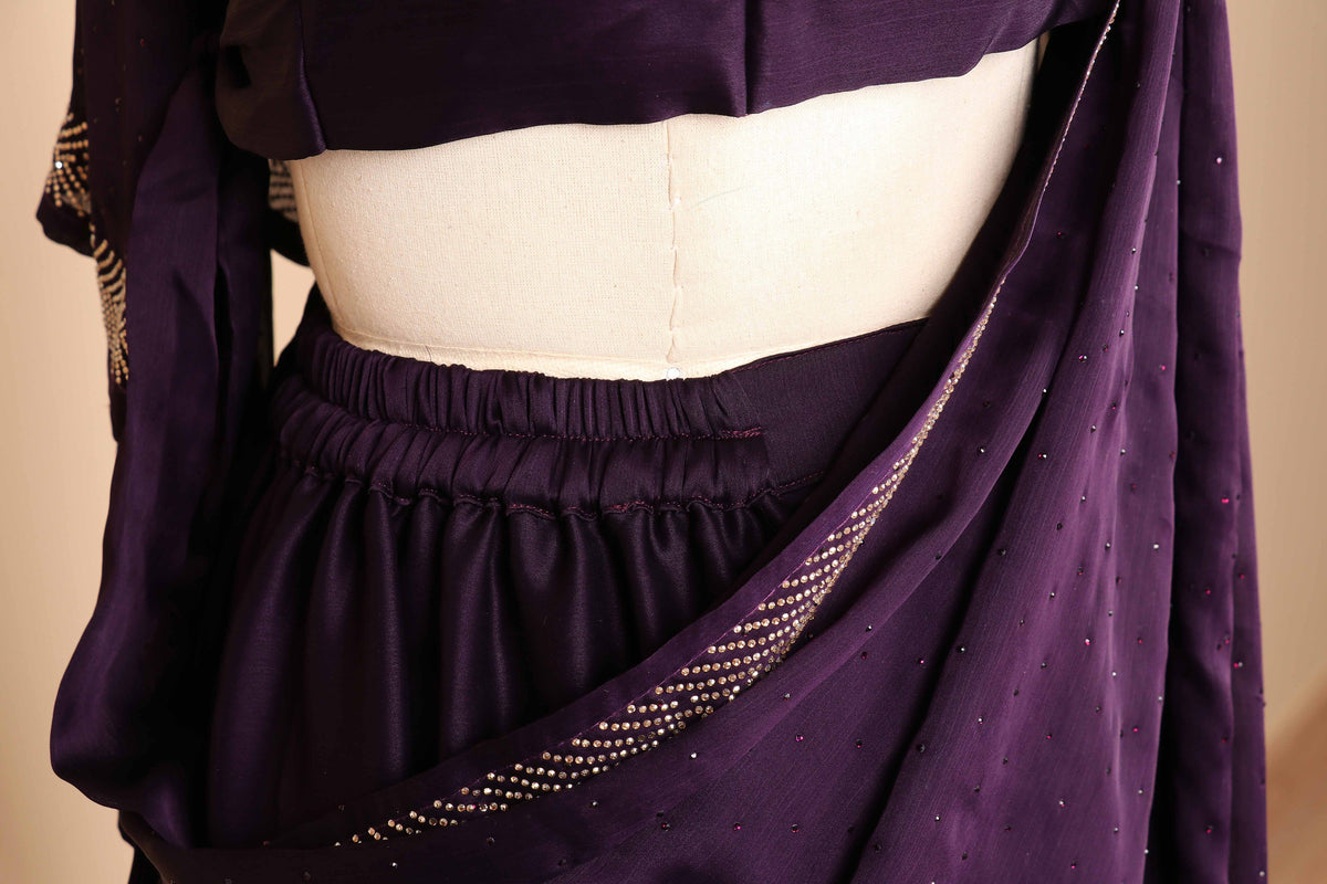 Neel Shahi Herringbone Border Satin Saree