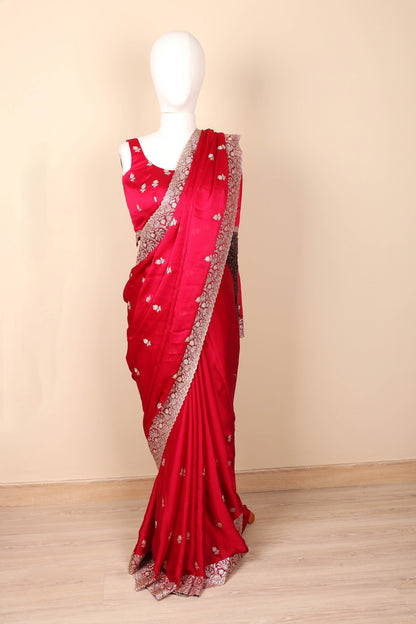Kumkum Rajat Buti Satin Silk Saree