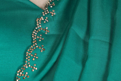 Harit Marakata Crystal Border Satin Saree