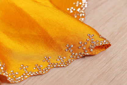 Haridra Swarnim Crystal Border Satin Saree