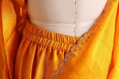 Haridra Swarnim Crystal Border Satin Saree