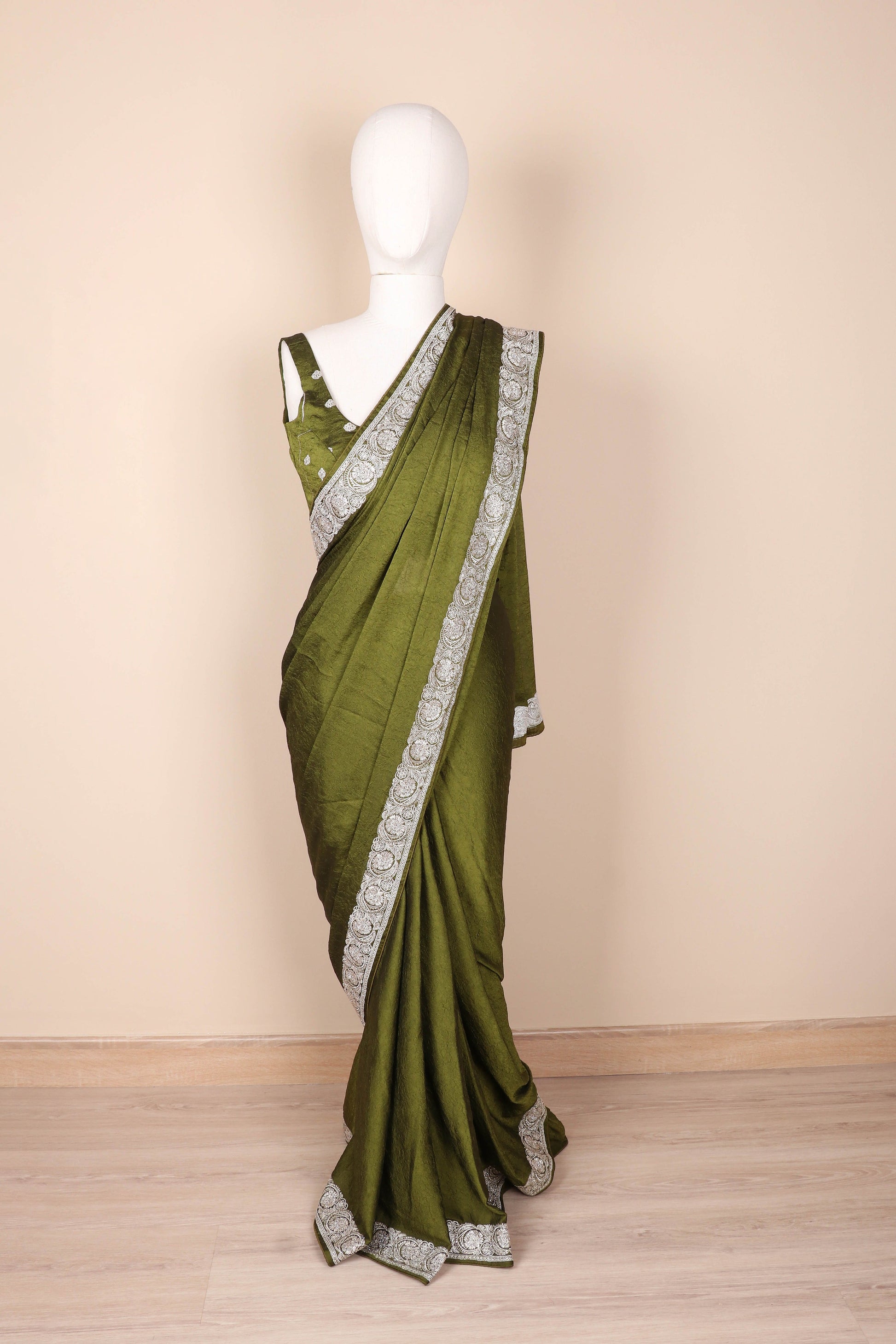 Vana Rajat Zari Border Raw Silk Saree