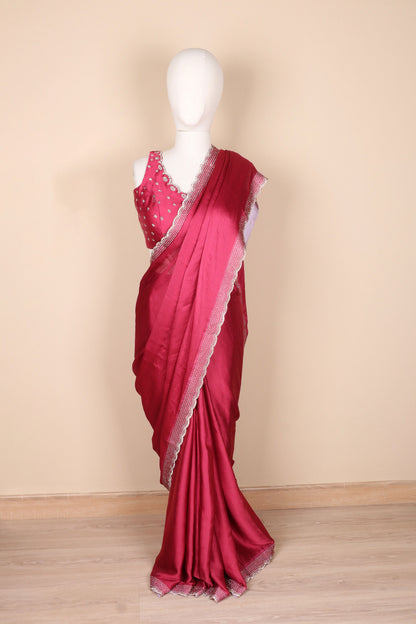 Draksha Hira Border Satin Silk Saree