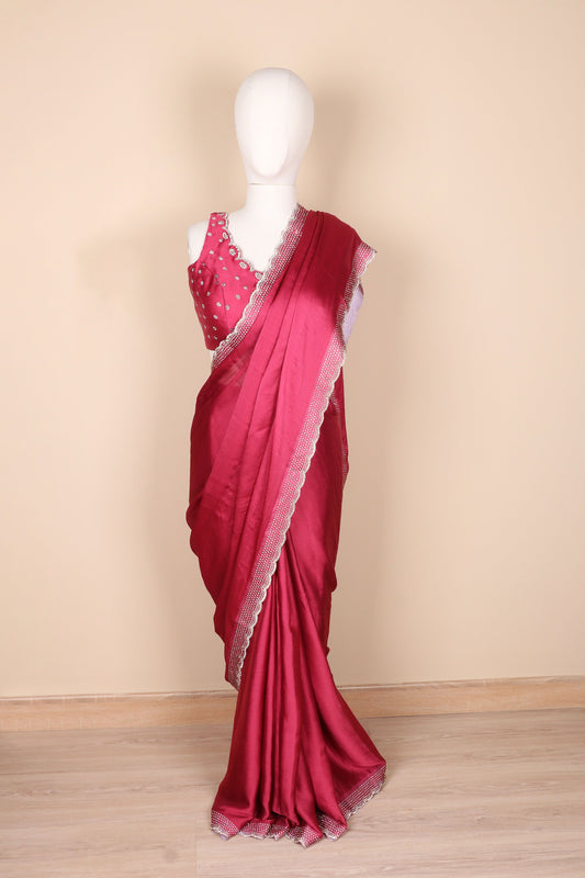 Draksha Hira Border Satin Silk Saree