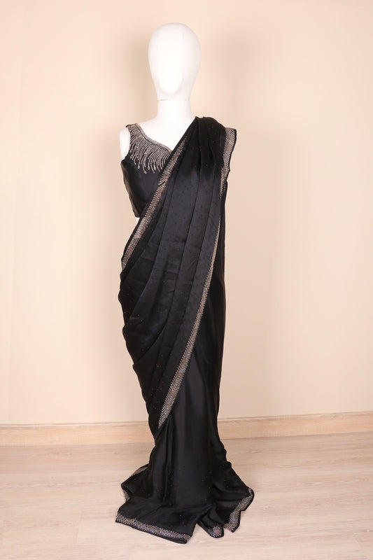 Kali Ratna Herringbone Border Satin Saree