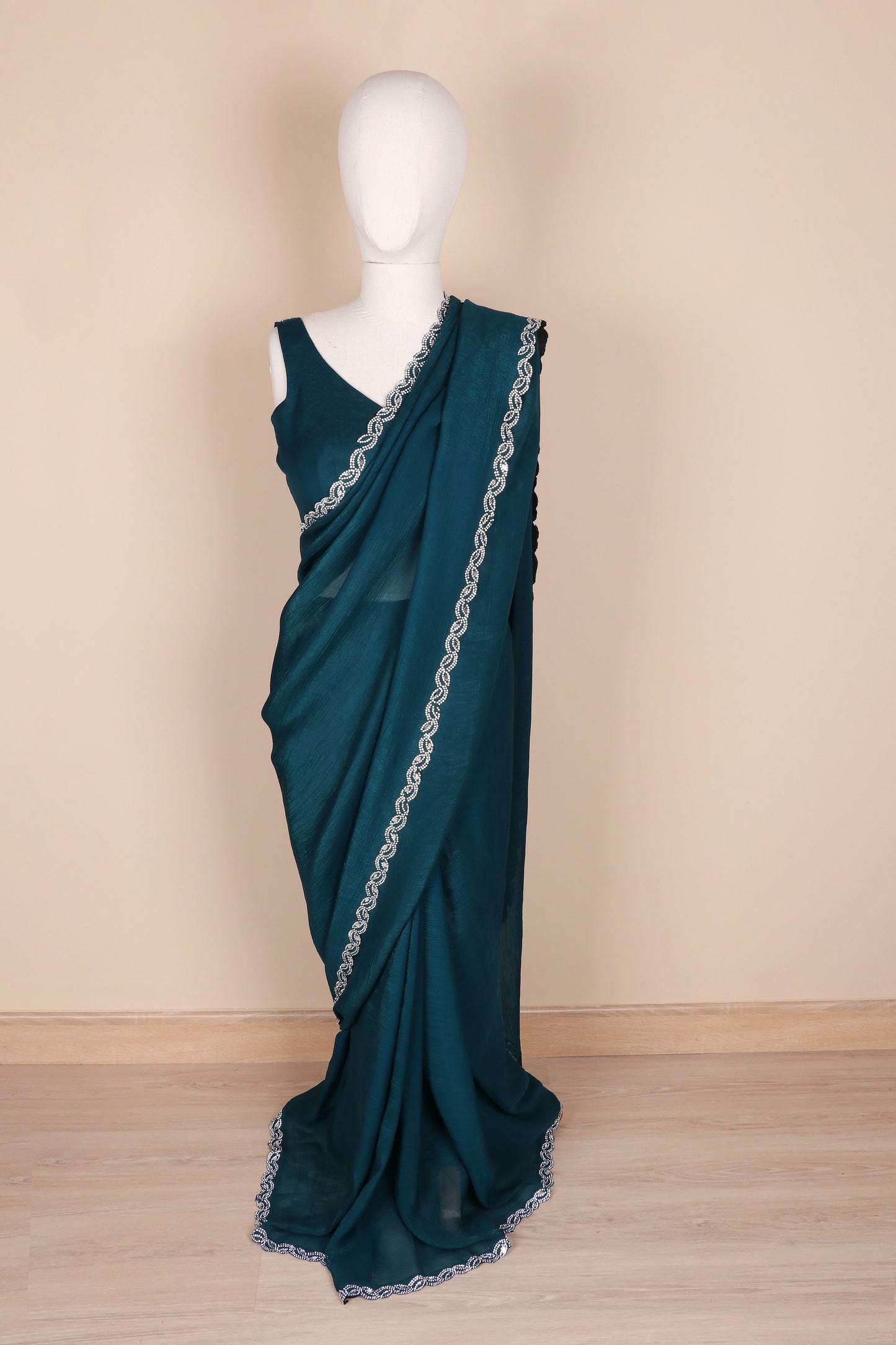 Mayur Veni Crystal Border Chiffon Saree