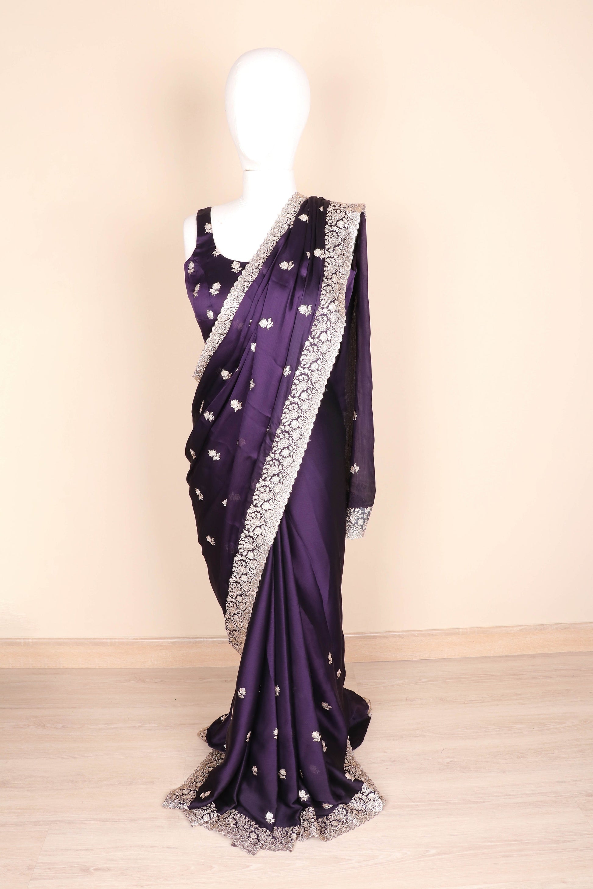 Neelkamal Rajat Buti Satin Silk Saree