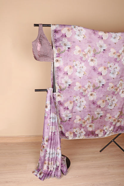 Bahar Lilac Floral Print Saree - 748
