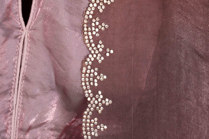 Gulab Hira Crystal Border Tissue Saree - 749