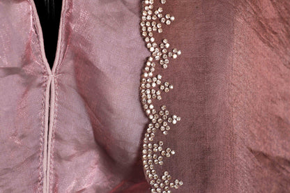 Gulab Hira Crystal Border Tissue Saree - 749