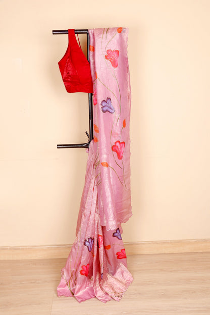 Gulaabi Vividh Pushpa Saree - 910