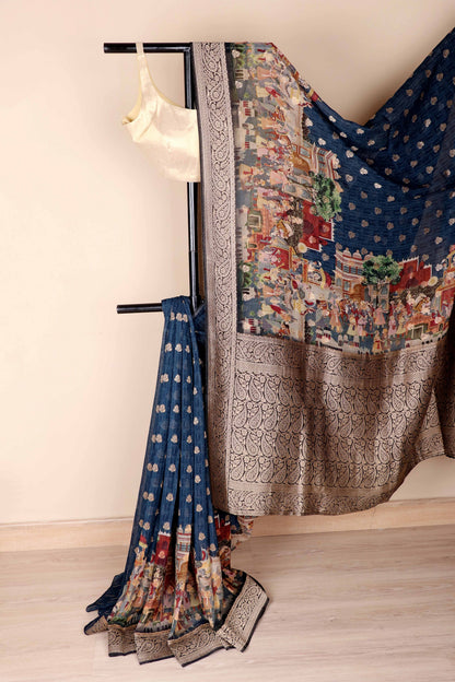 Neel Chitrakatha Banarasi Silk Saree