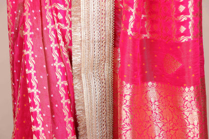 Rani Bandhej Banarasi Silk Saree
