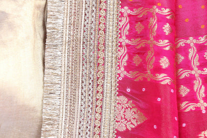 Rani Bandhej Banarasi Silk Saree